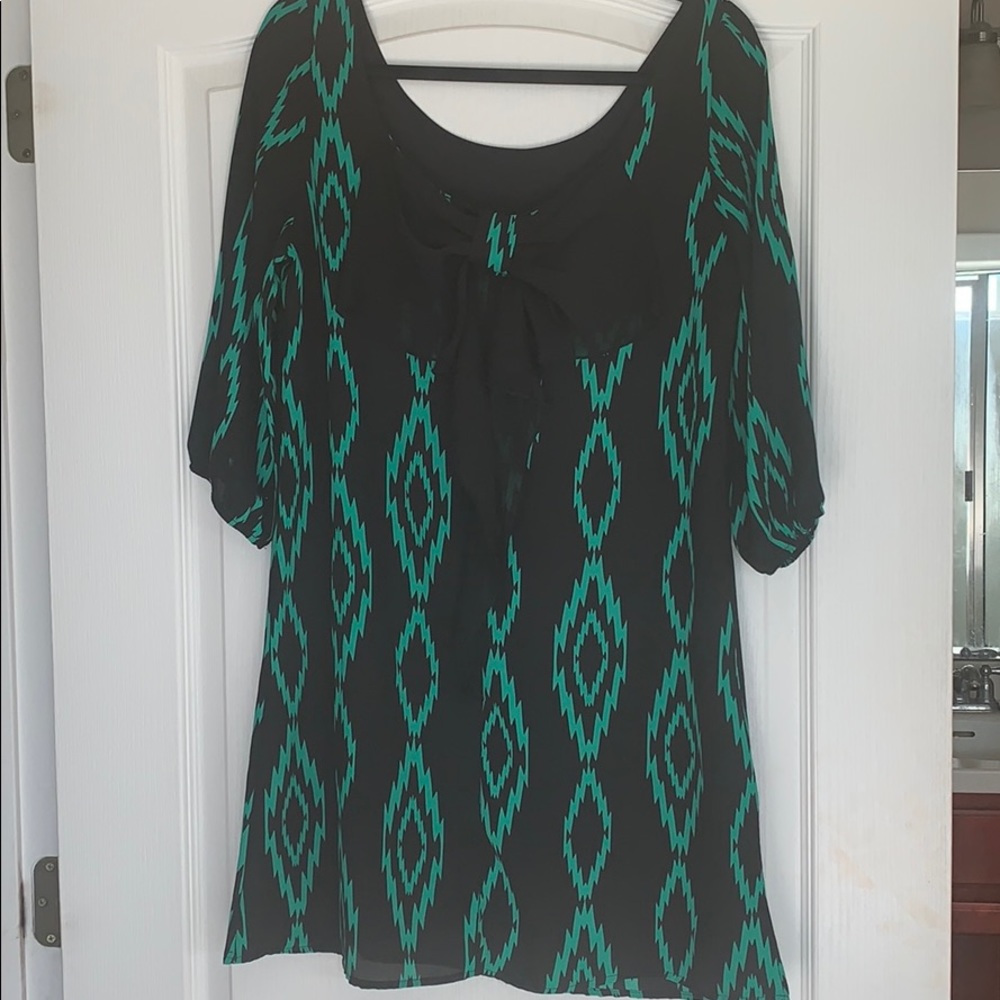 Green and Black Chevron Dress